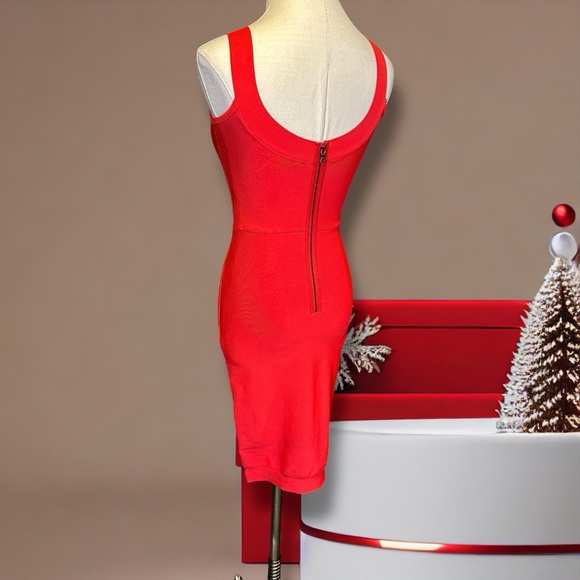 BCBGMaxAzria Bright Red Sleeveless Bandage / Bodycon Style Mini Dress Size XS - Picture 6 of 12